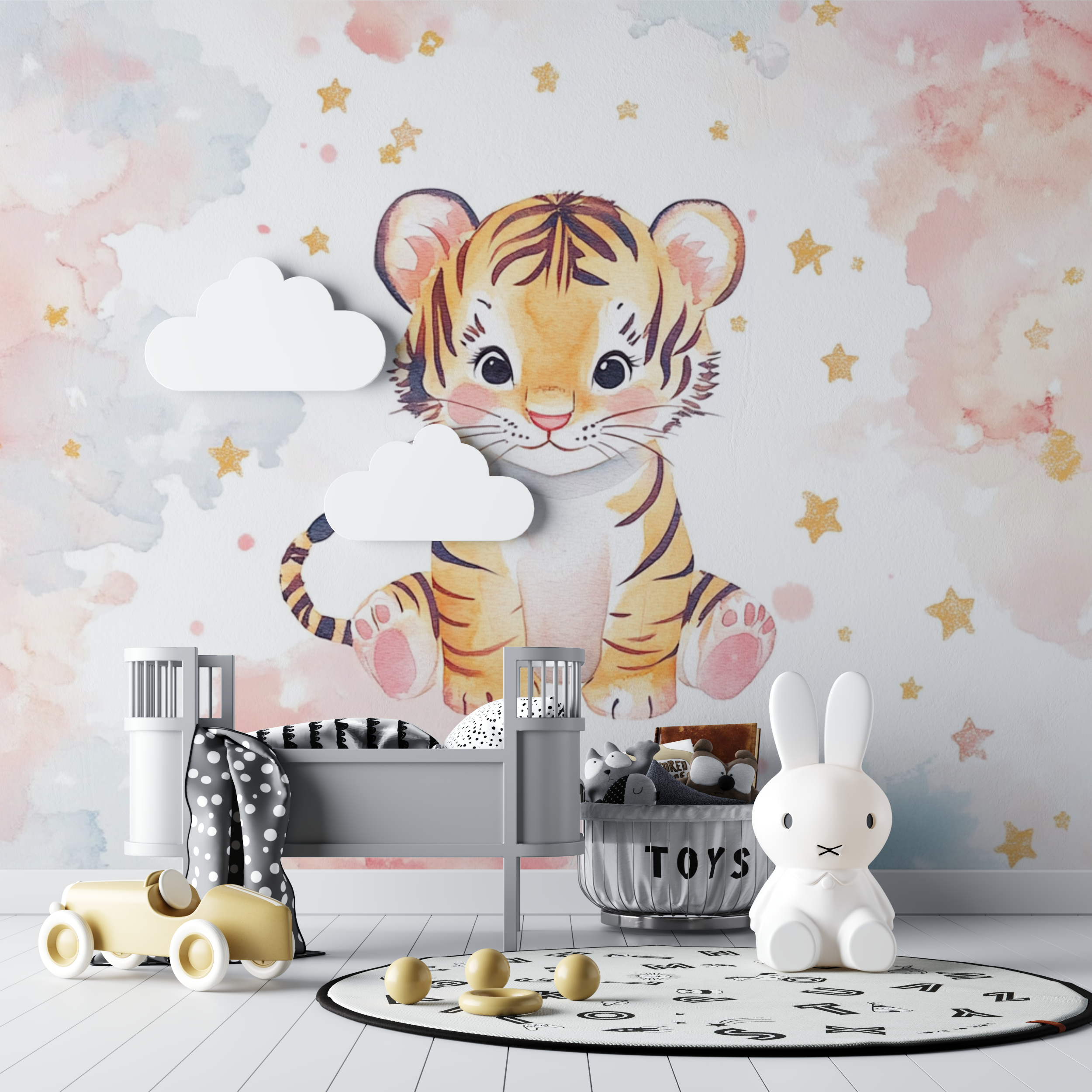 Tiger and Shooting Stars Wallpaper | Murals Wallpaper