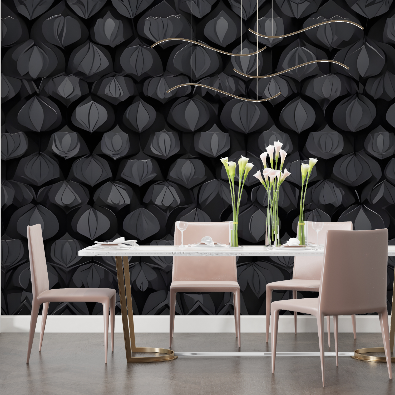 Patterned Black Wallpaper | Murals Wallpaper