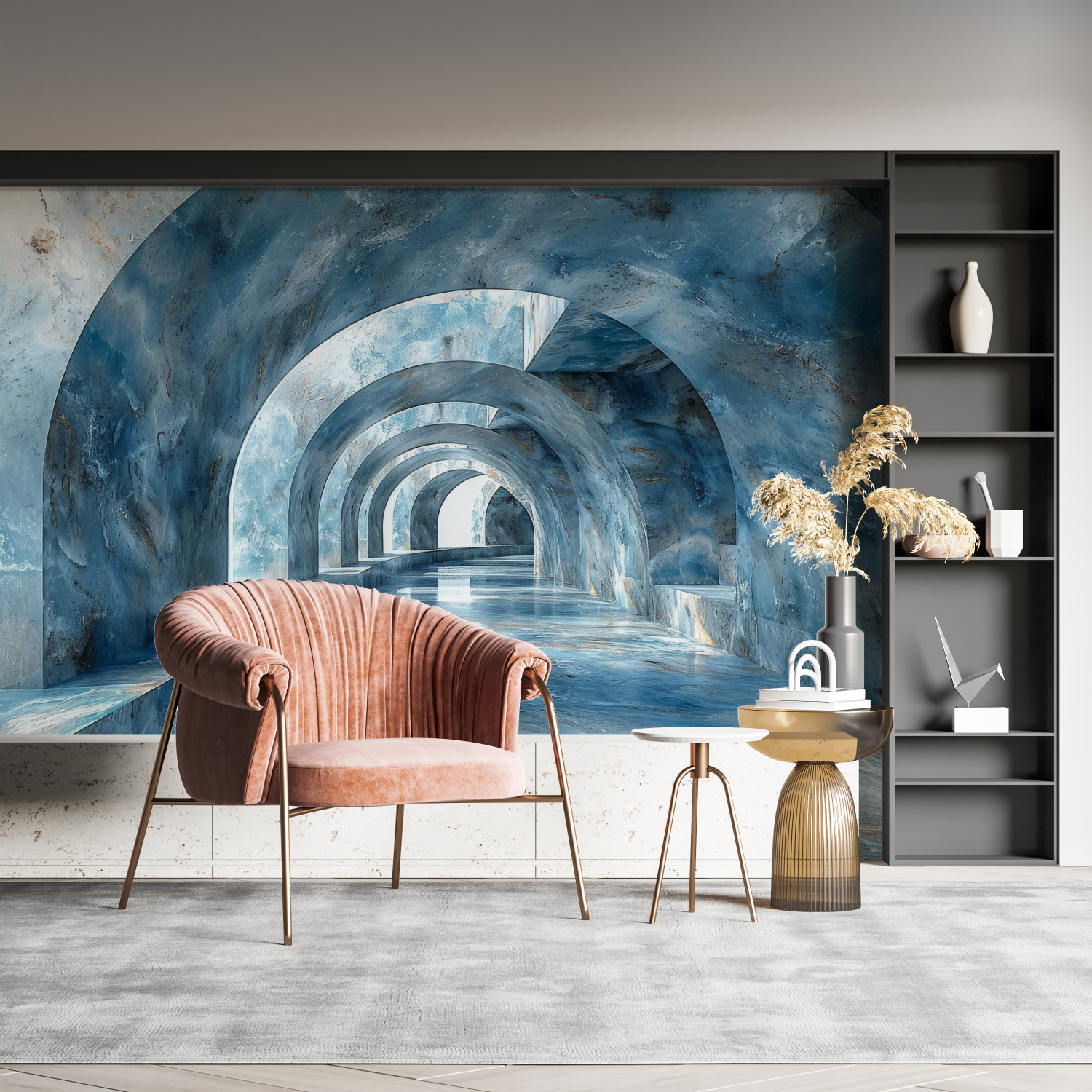 Blaue 3D Tapete | Wandbilder Tapete