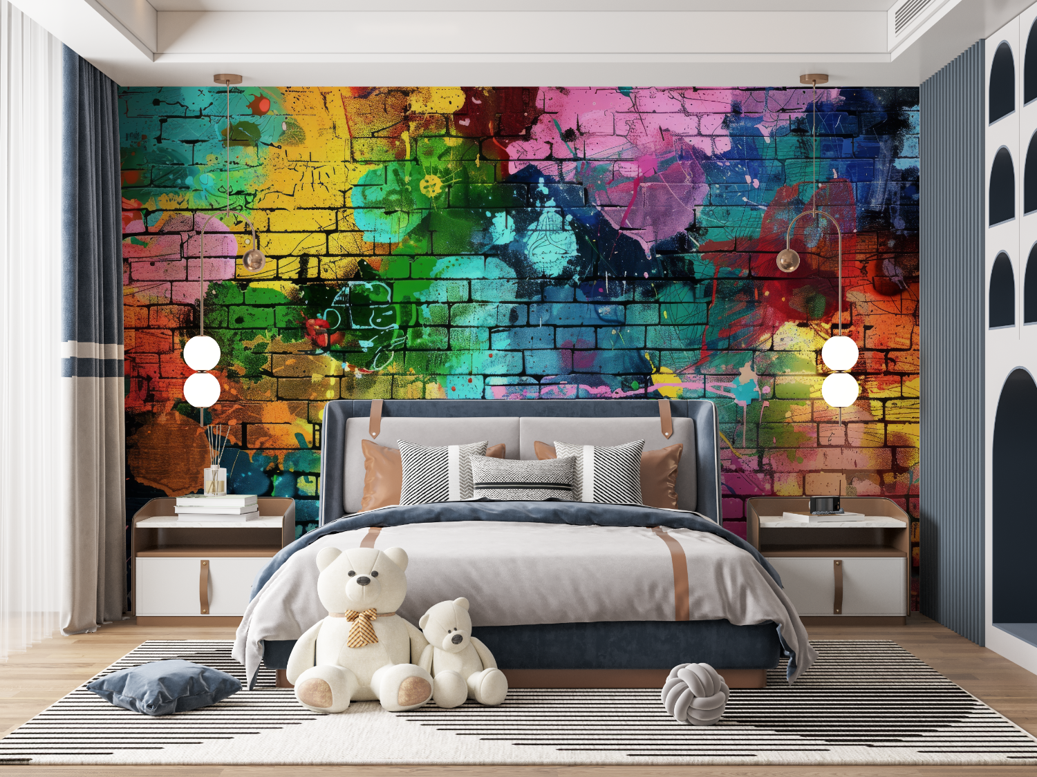 Graffiti-Briefpapier-Wandgemälde – Anime-Panorama