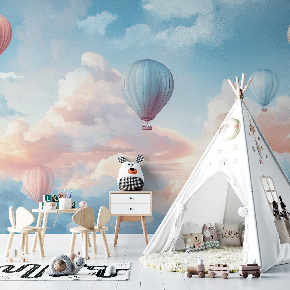 Hot Air Balloon and Twilight Sky Wallpaper | Murals Wallpaper