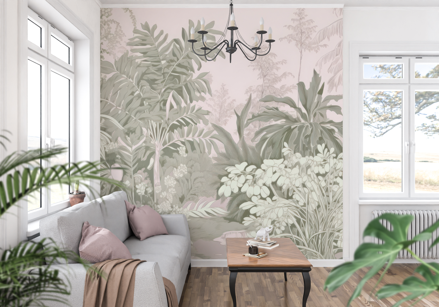 Jungle Pink Toile Wallpaper | Murals Wallpaper