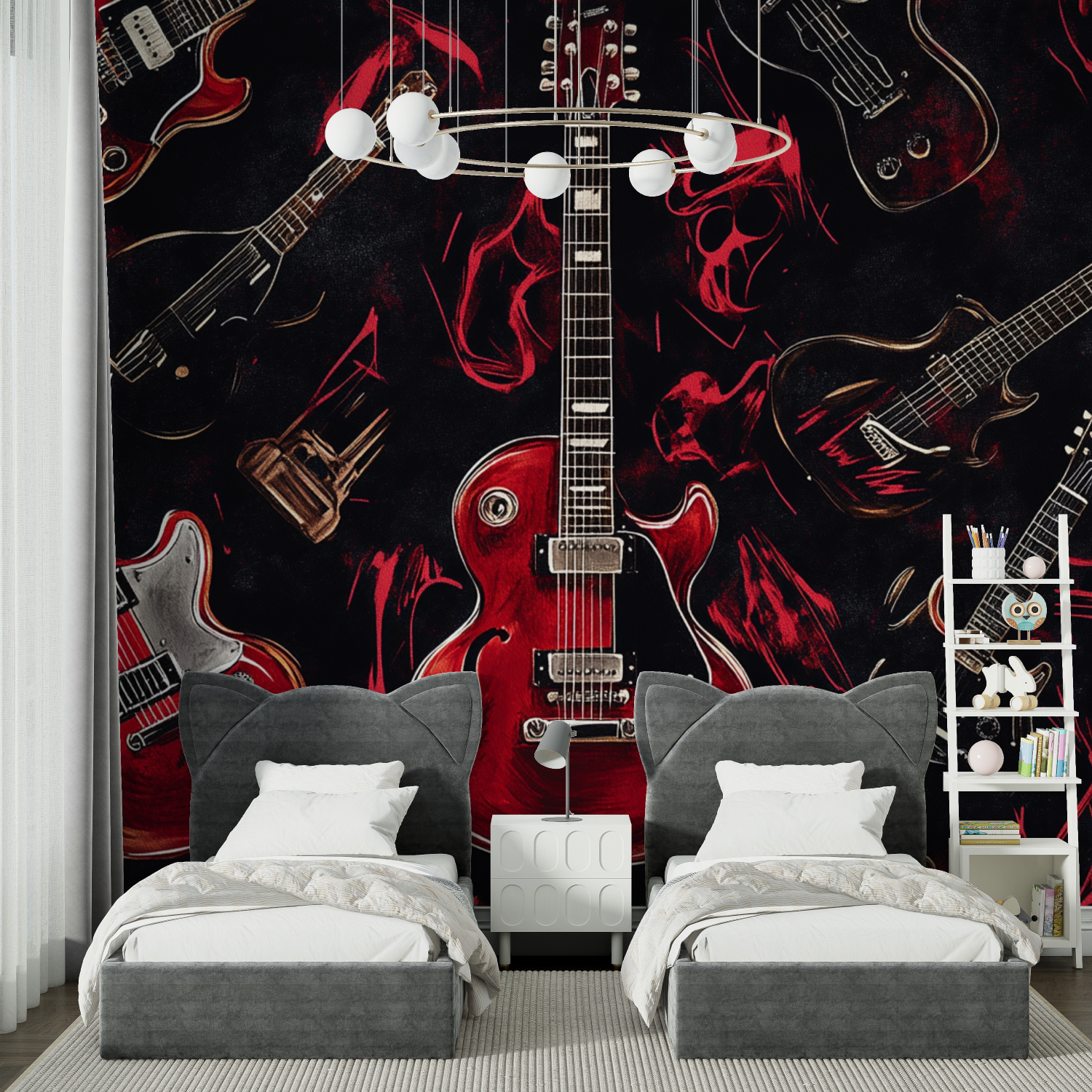 Red Guitar Wallpaper | Murals Wallpaper