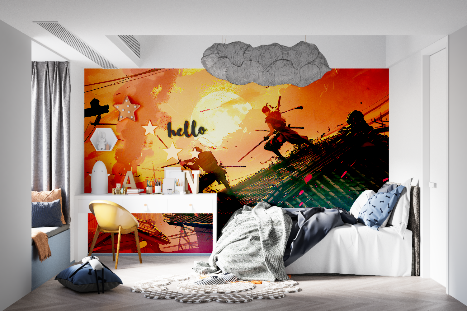 Anime Fire Combat Wallpaper | Murals Wallpaper