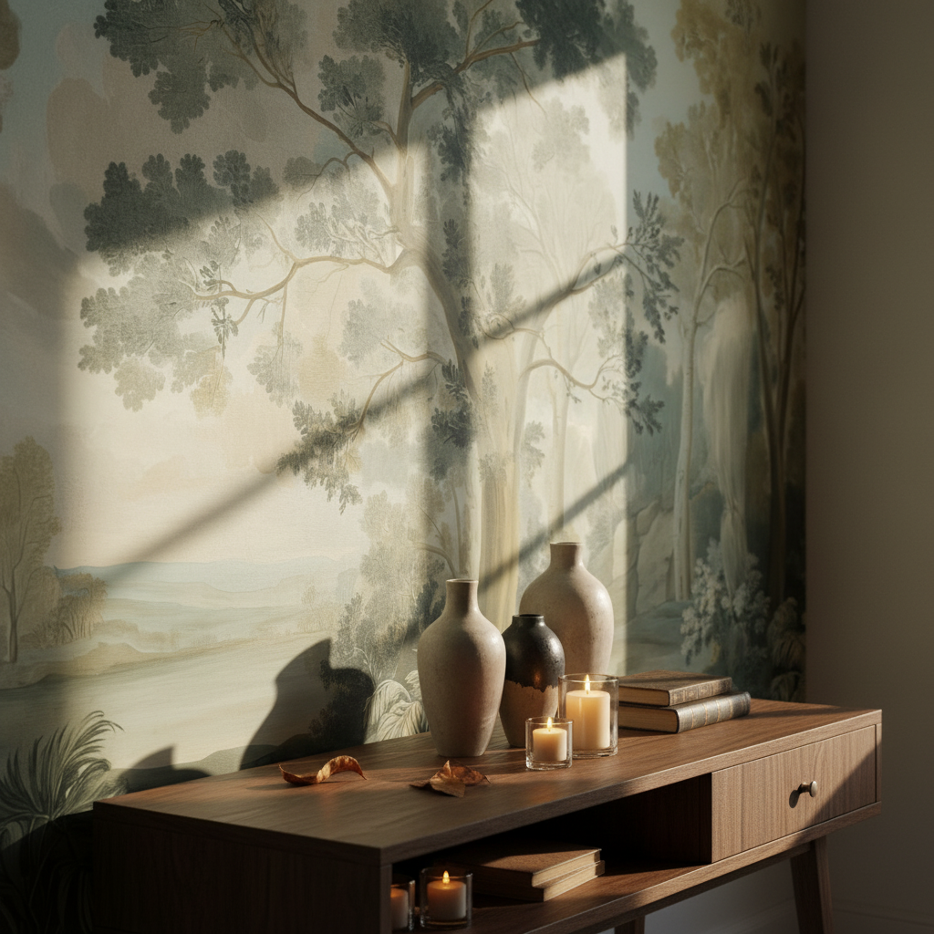 Vintage aquarel landschap behang behang