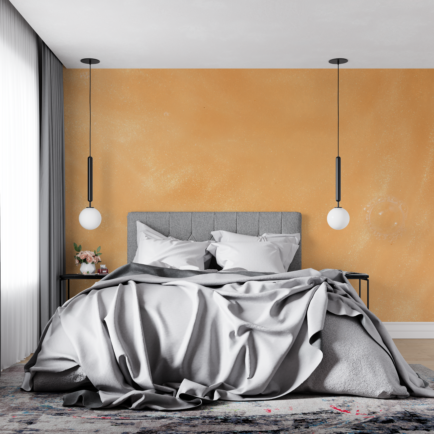 Strukturierte Tapete in Pastellorange | Wandtapete