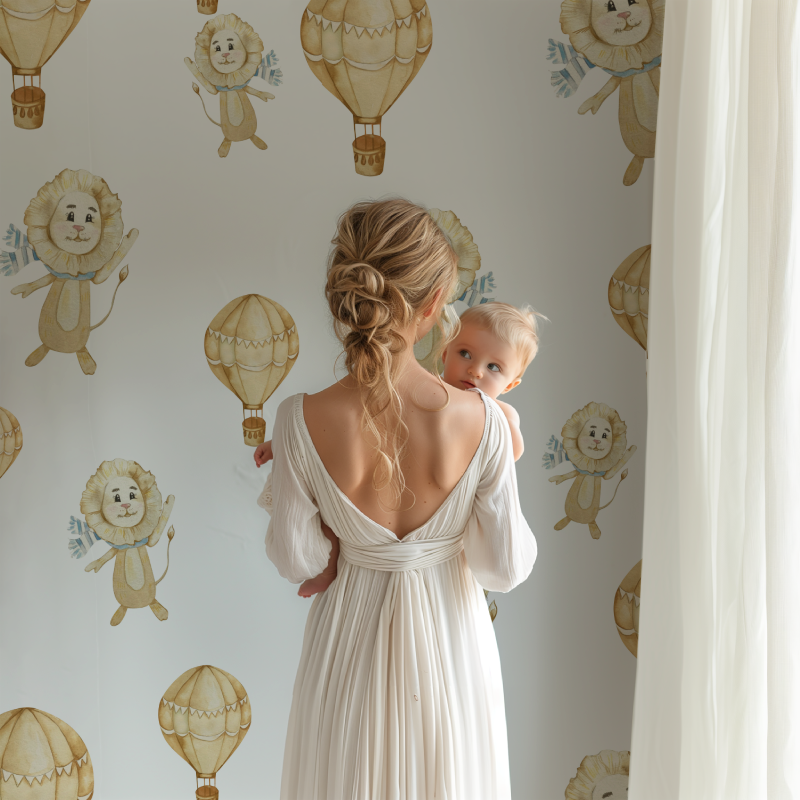 Löwe und Heißluftballon Tapete | Wandbilder Tapete