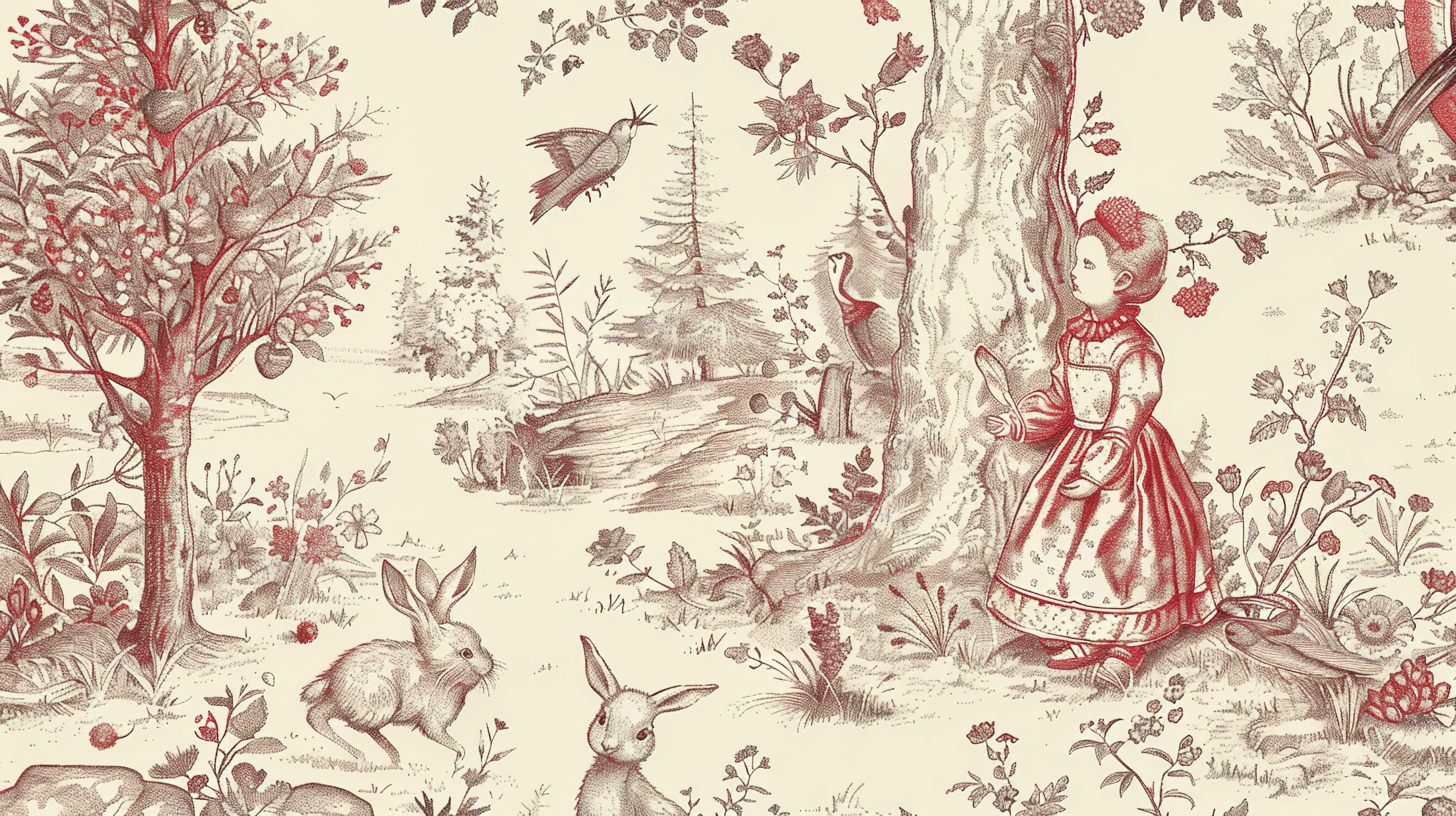 Toile de Jouy Wallpaper for Children's Room | Murals Wallpaper
