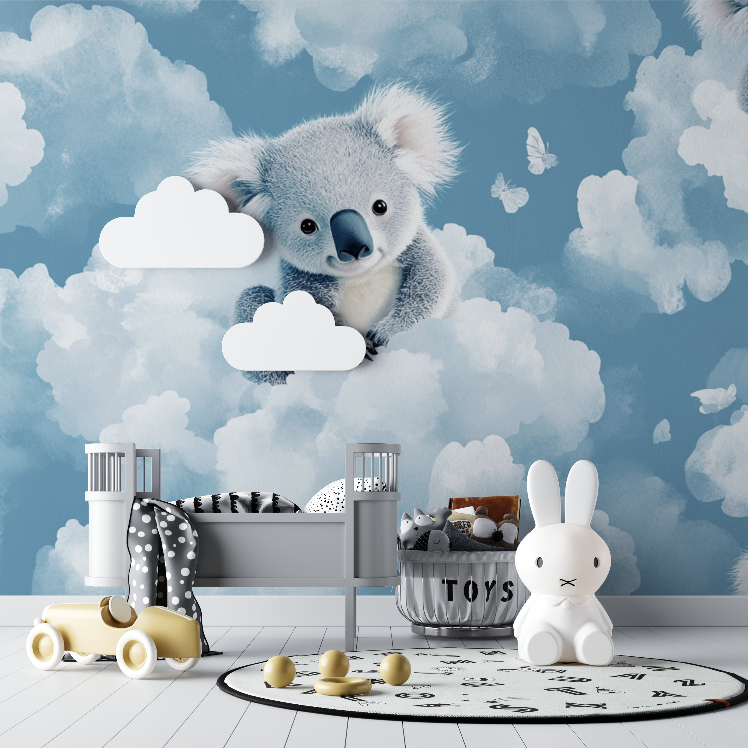 Koala Plüsch und Wolken Tapete | Wandbilder Tapete