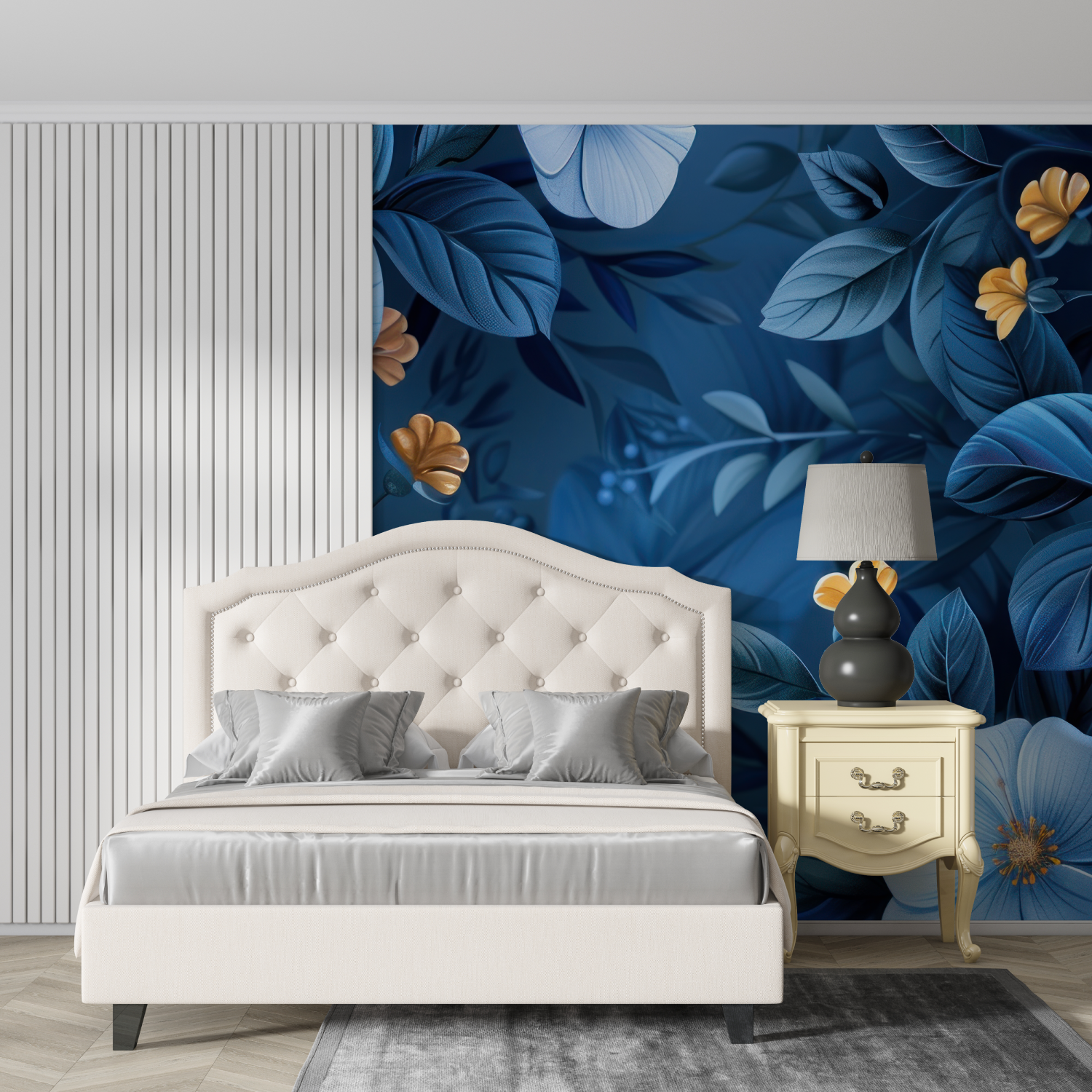 Blaue Blumentapete | Murals Wallpaper