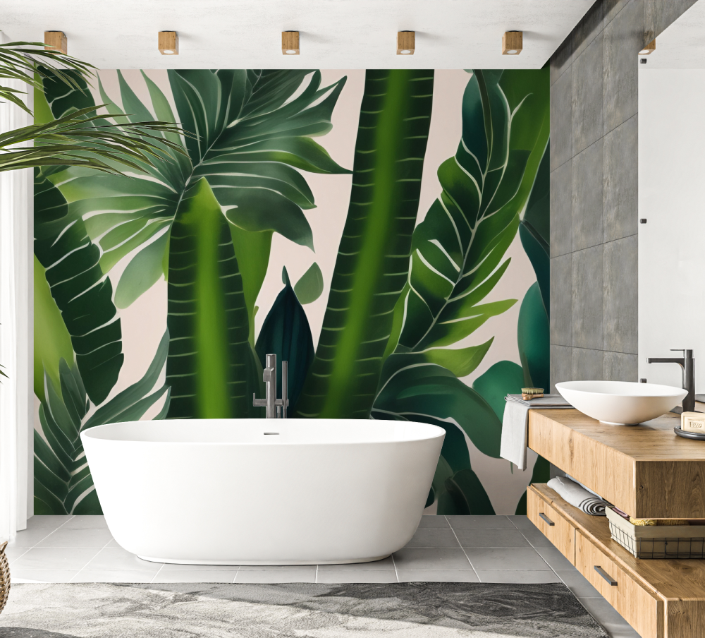 Tropic Green Bathroom Wallpaper | Murals Wallpaper