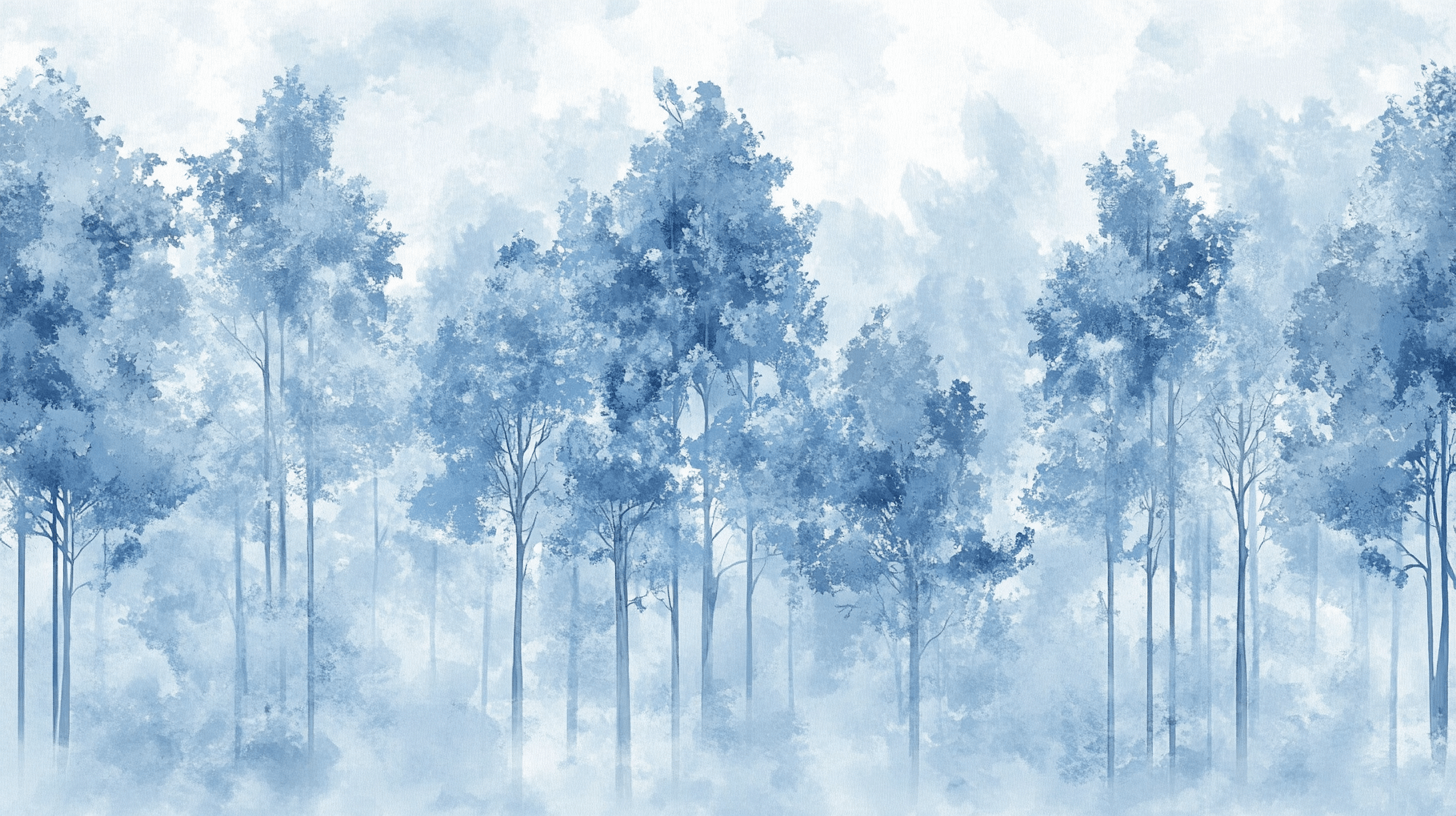 White Blue Tree Wallpaper | Murals Wallpaper
