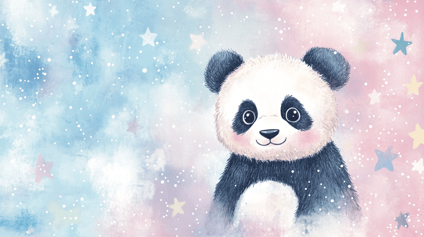 Panda and Shooting Stars Wallpaper | Murals Wallpaper