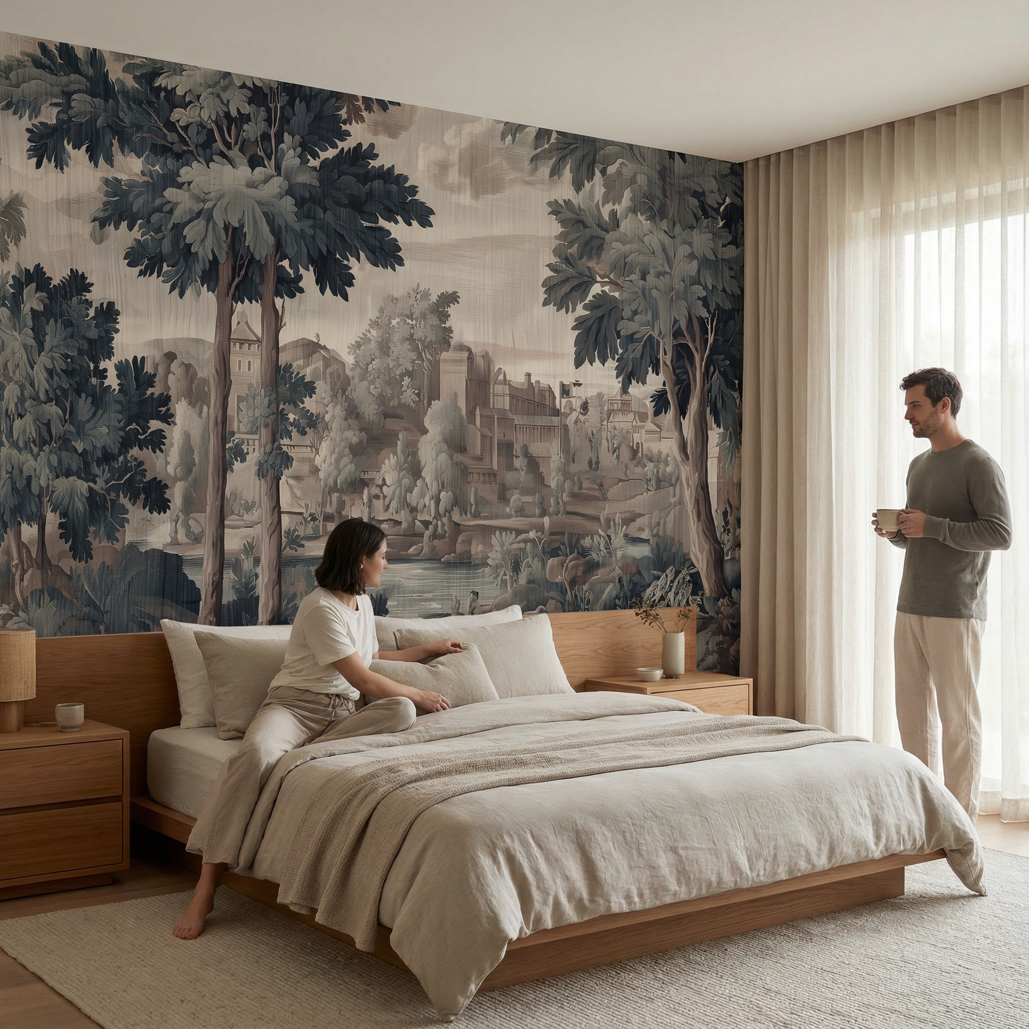 Antique Tapestry Landscape Mural Wallpaper
