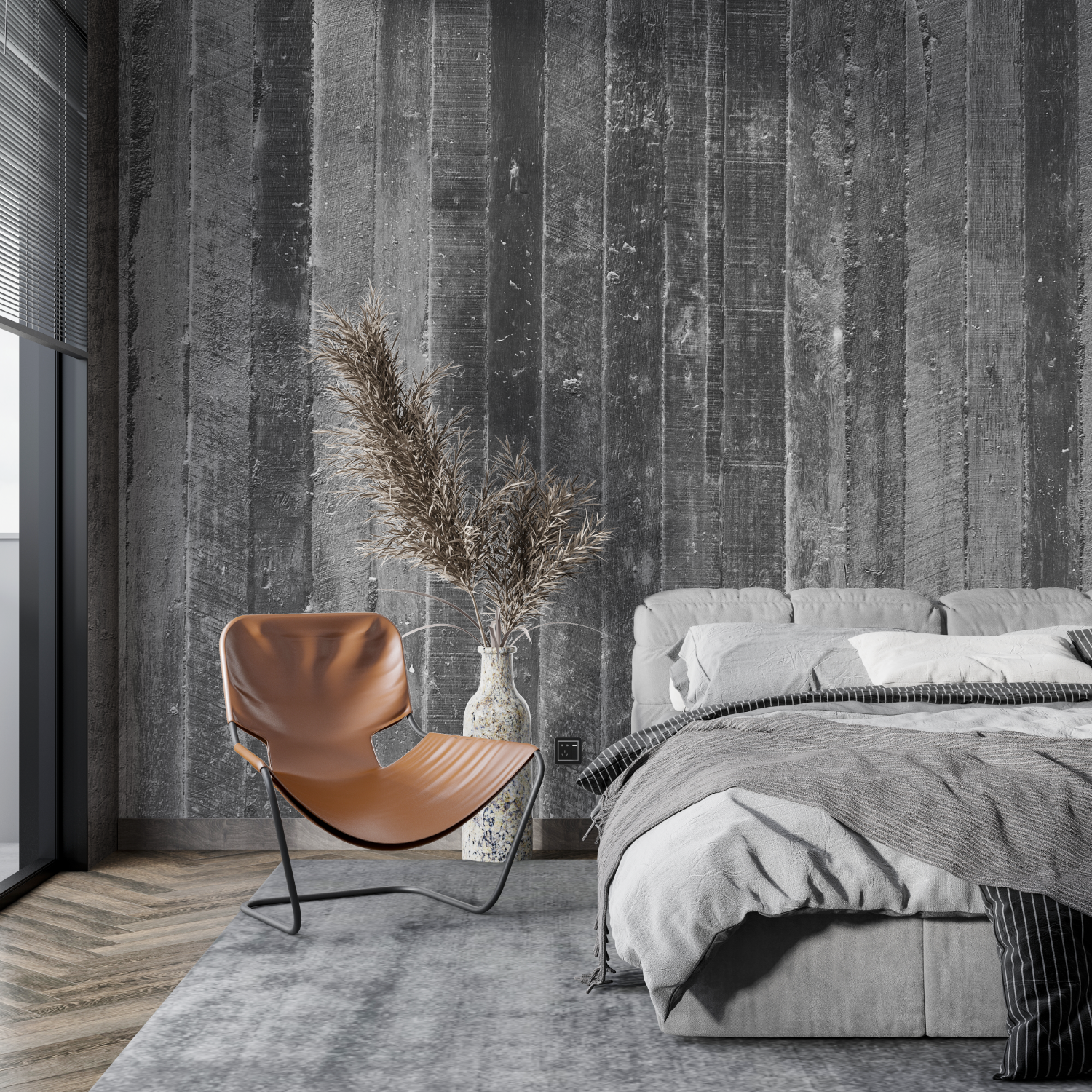 Graue Holzimitationstapete | Wandbilder Tapete