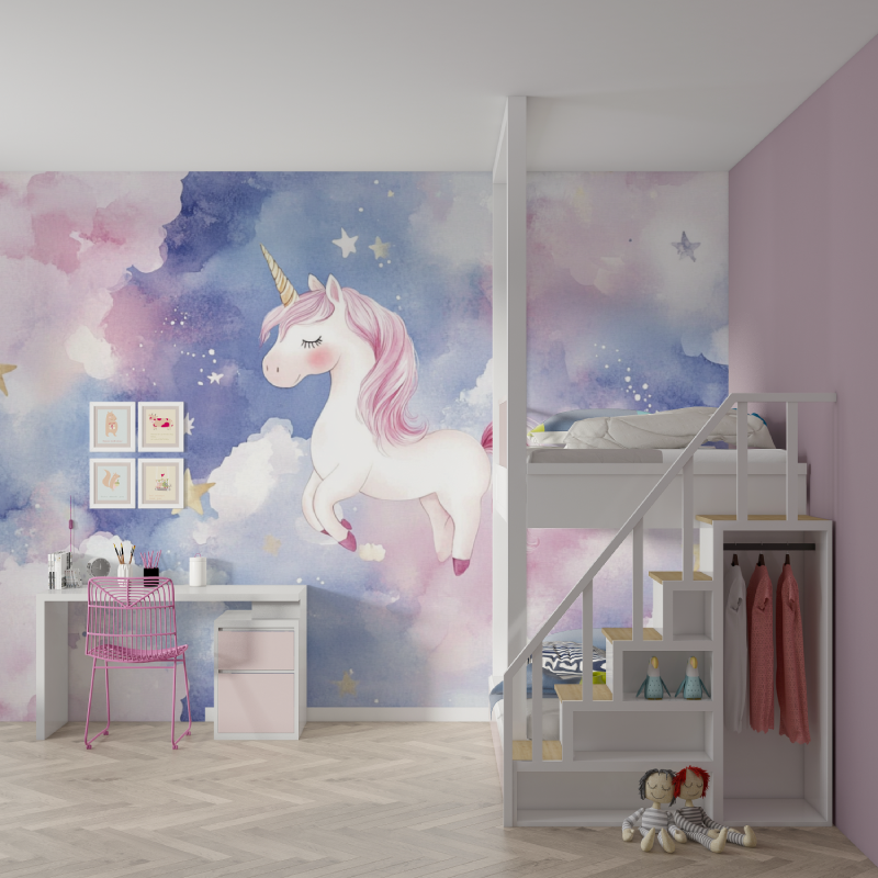 Baby Unicorn Dream and Cloud Wallpaper | Murals Wallpaper