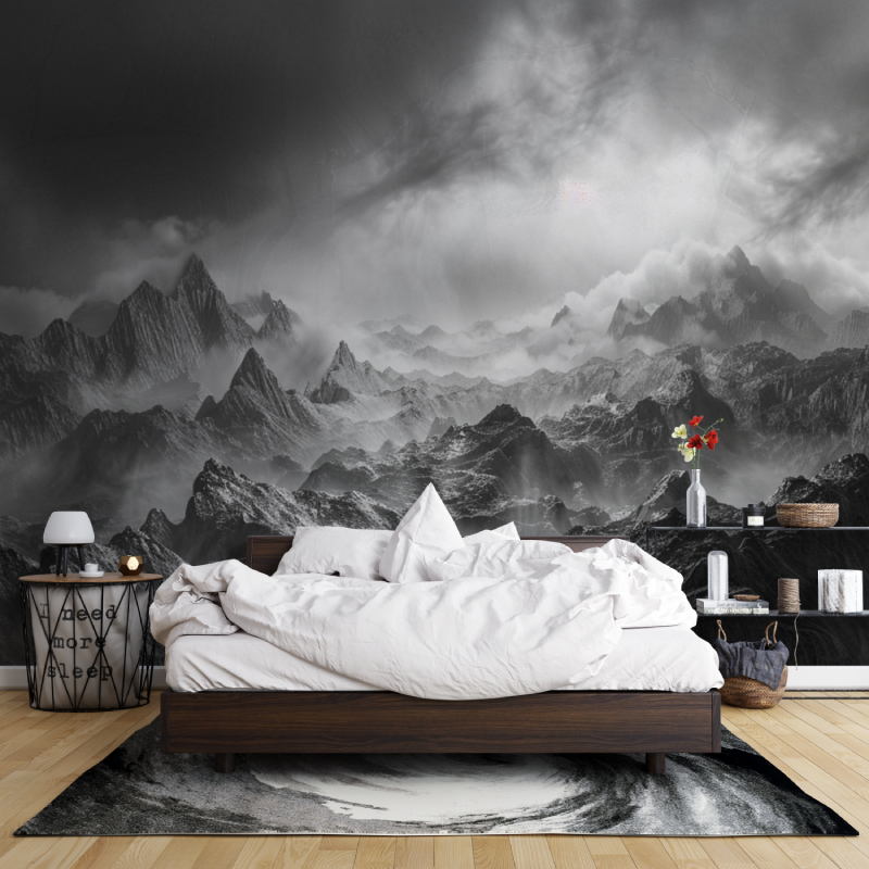 Mountain Chain Black and White Wallpaper | Murals Wallpaper