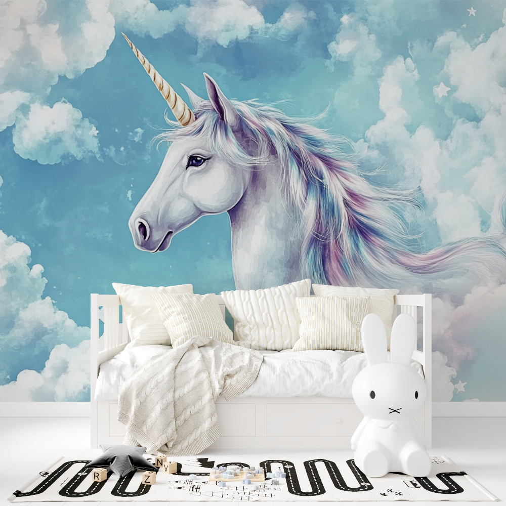 Blue Sky Unicorn Wallpaper | Murals Wallpaper