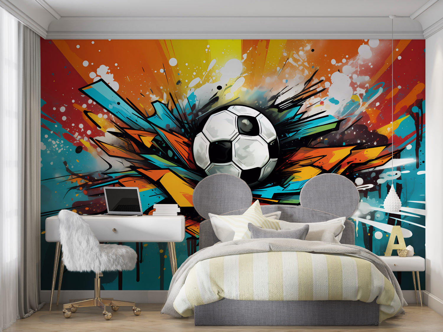 Kinder-Fußball-Graffiti-Tapete | Wandbilder Tapete
