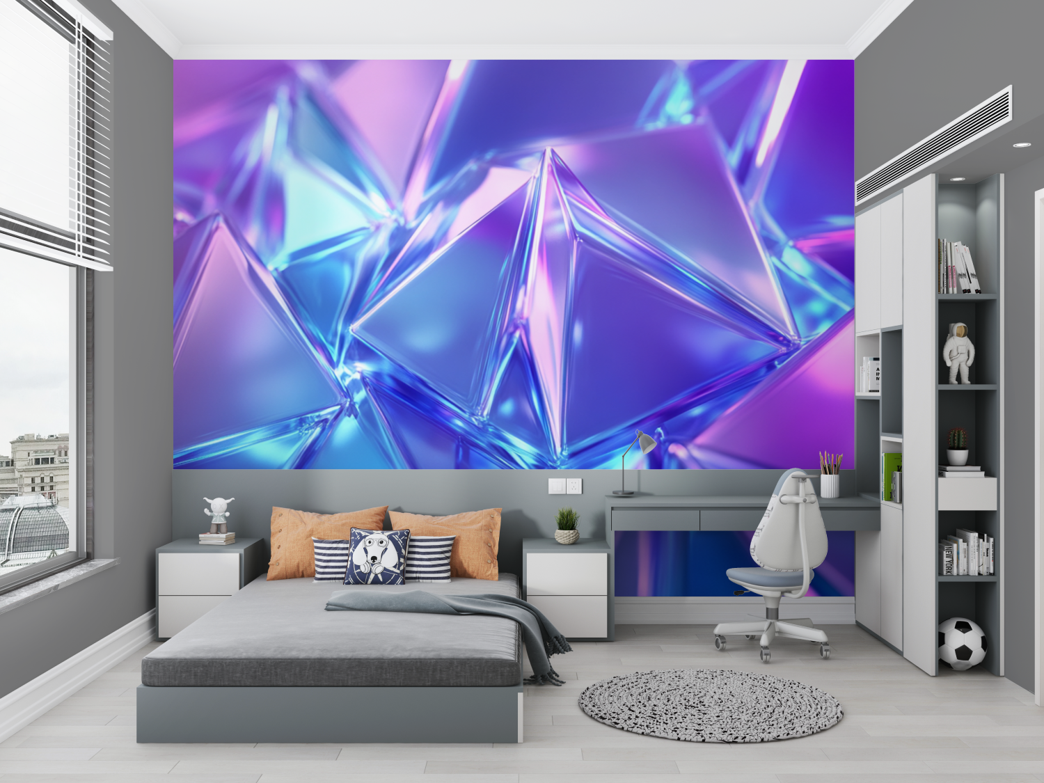 Blue Neon Crystal Wallpaper | Murals Wallpaper
