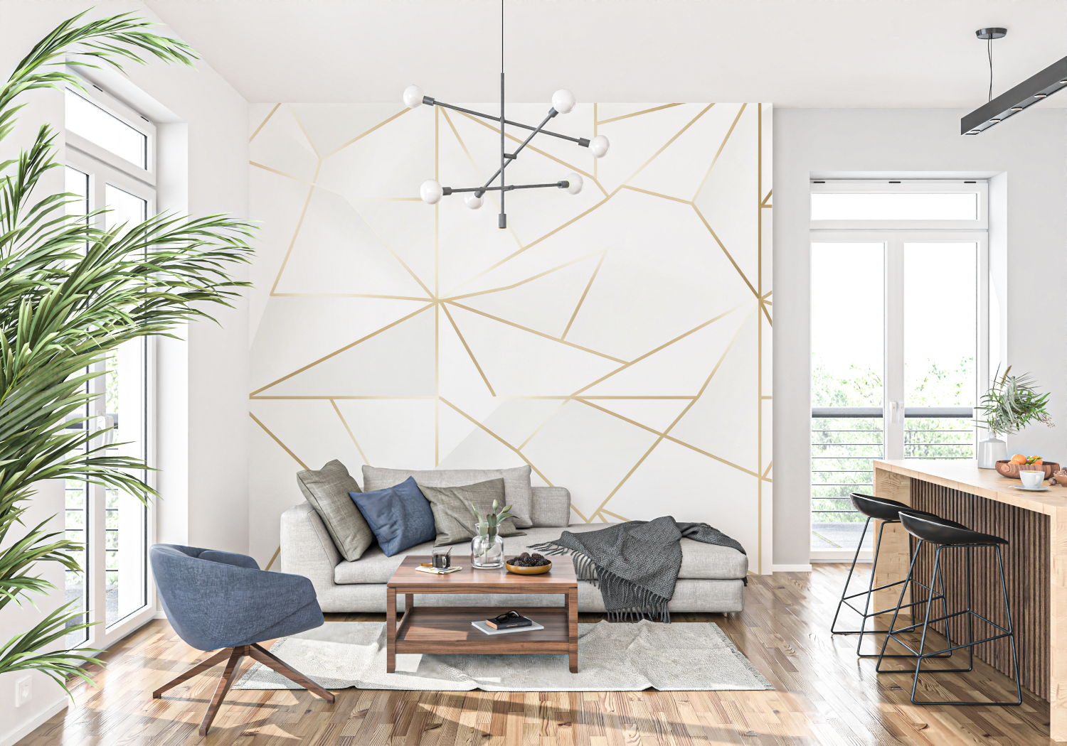 Geometric Gold Wallpaper | Murals Wallpaper