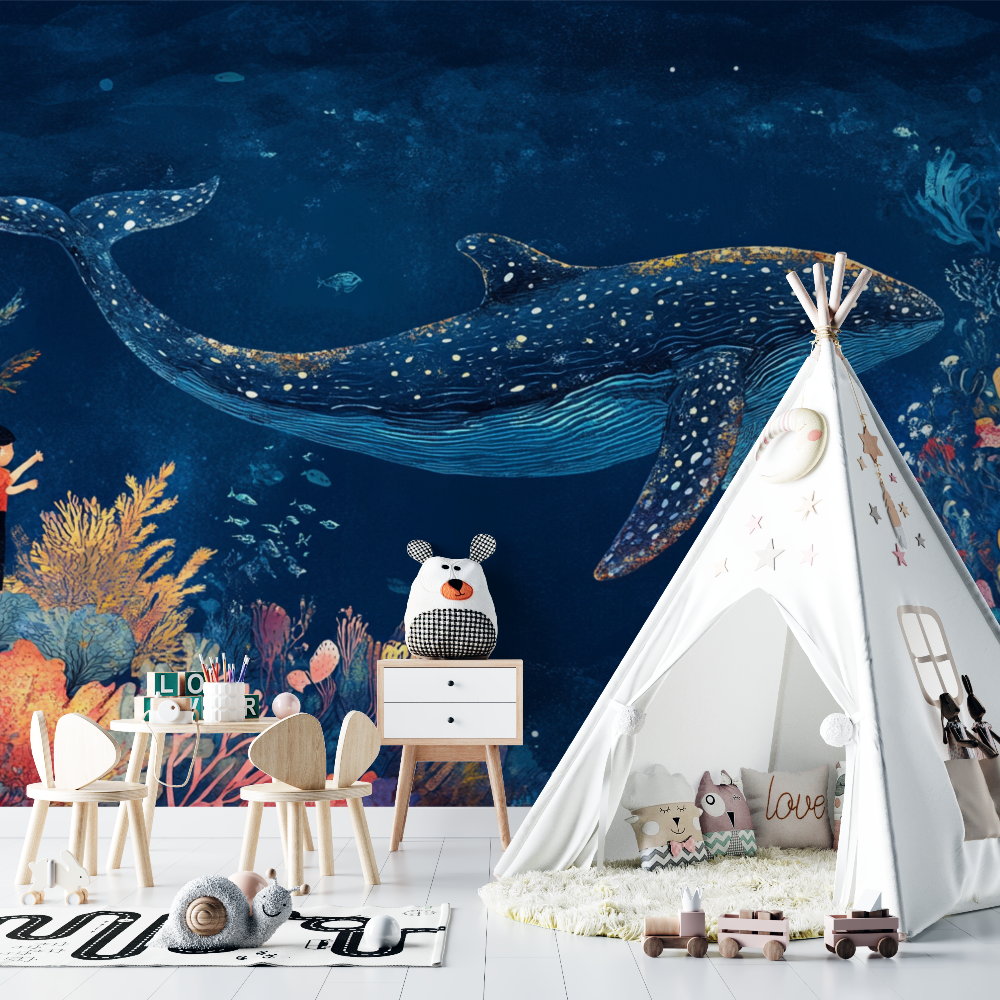 Whale and Treasure Wallpaper | Murals Wallpaper