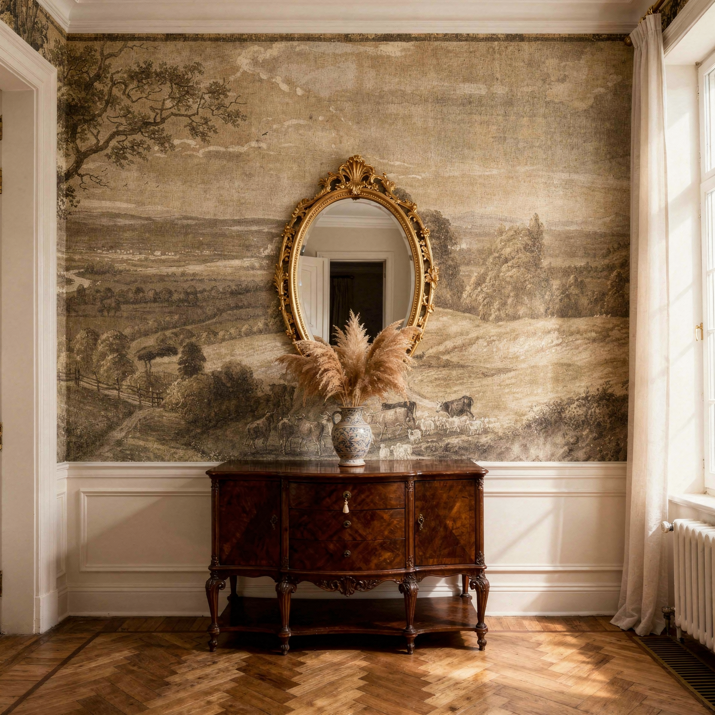 Panoramic Vintage Landscape Wall Mural