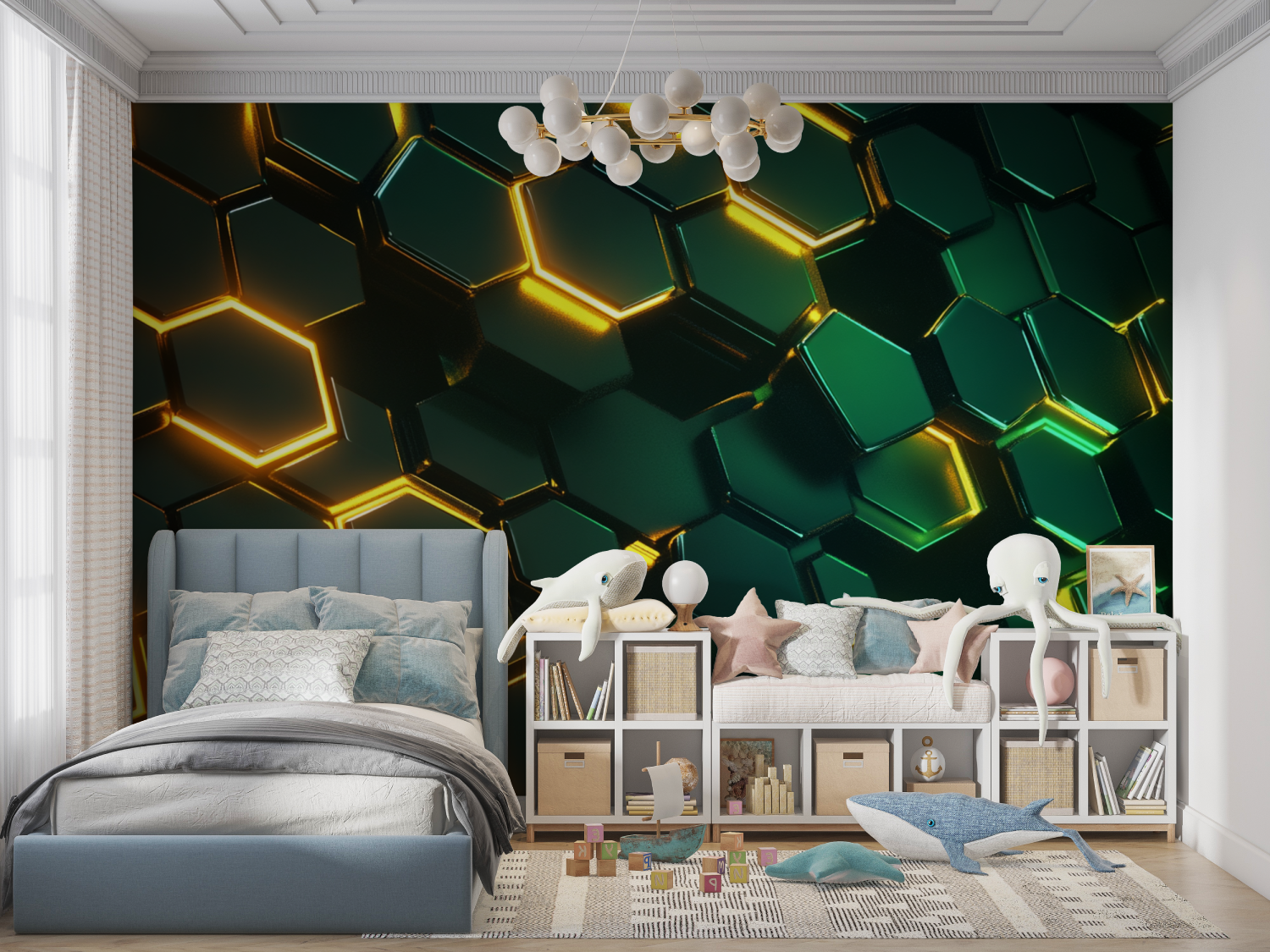 Neon Green Hexagon Wallpaper | Murals Wallpaper