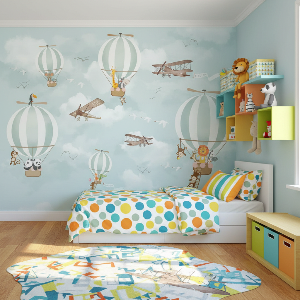 Mural Hot Air Balloon Pattern Wallpaper