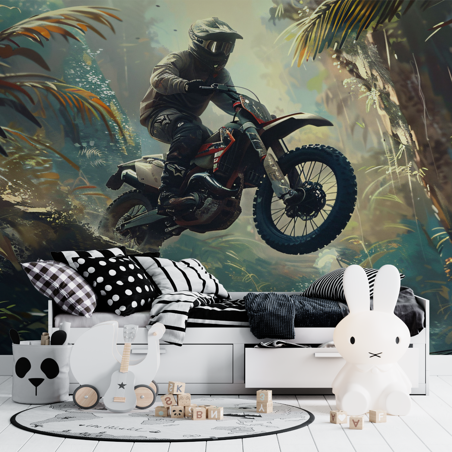 Tapetenwandgemälde Garcons Motocross-Tapisserie kurzerhand