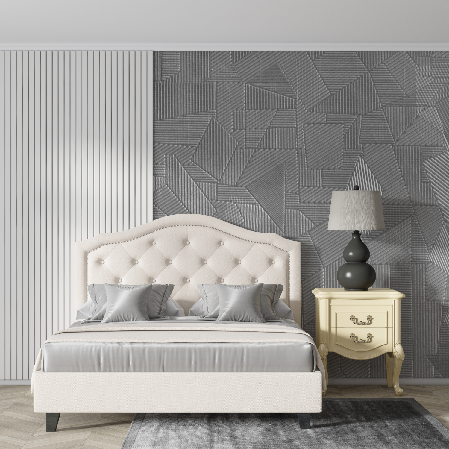 Graue Tapete mit Muster | Wandtapete