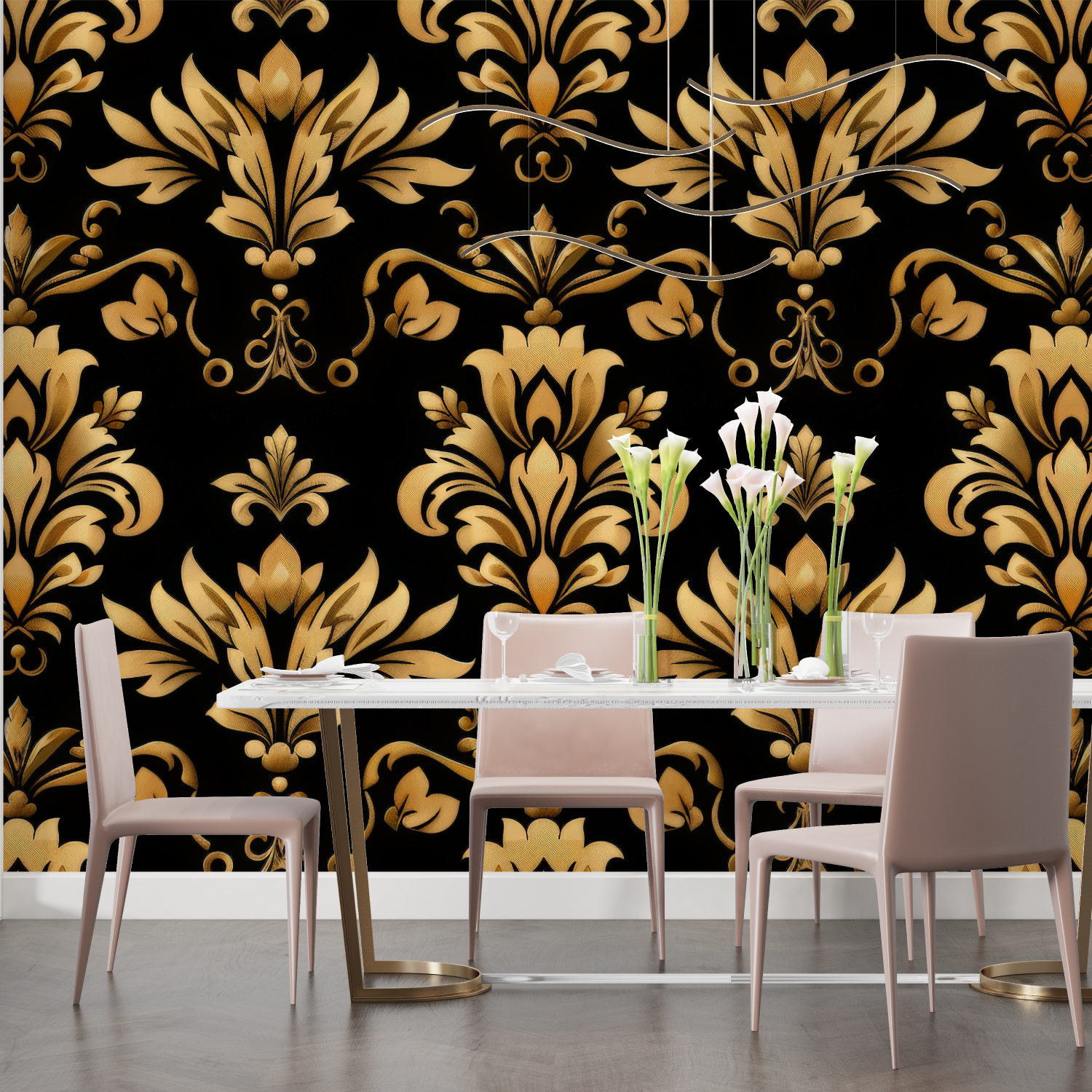 Black and Gold Baroque Wallpaper | Murals Wallpaper