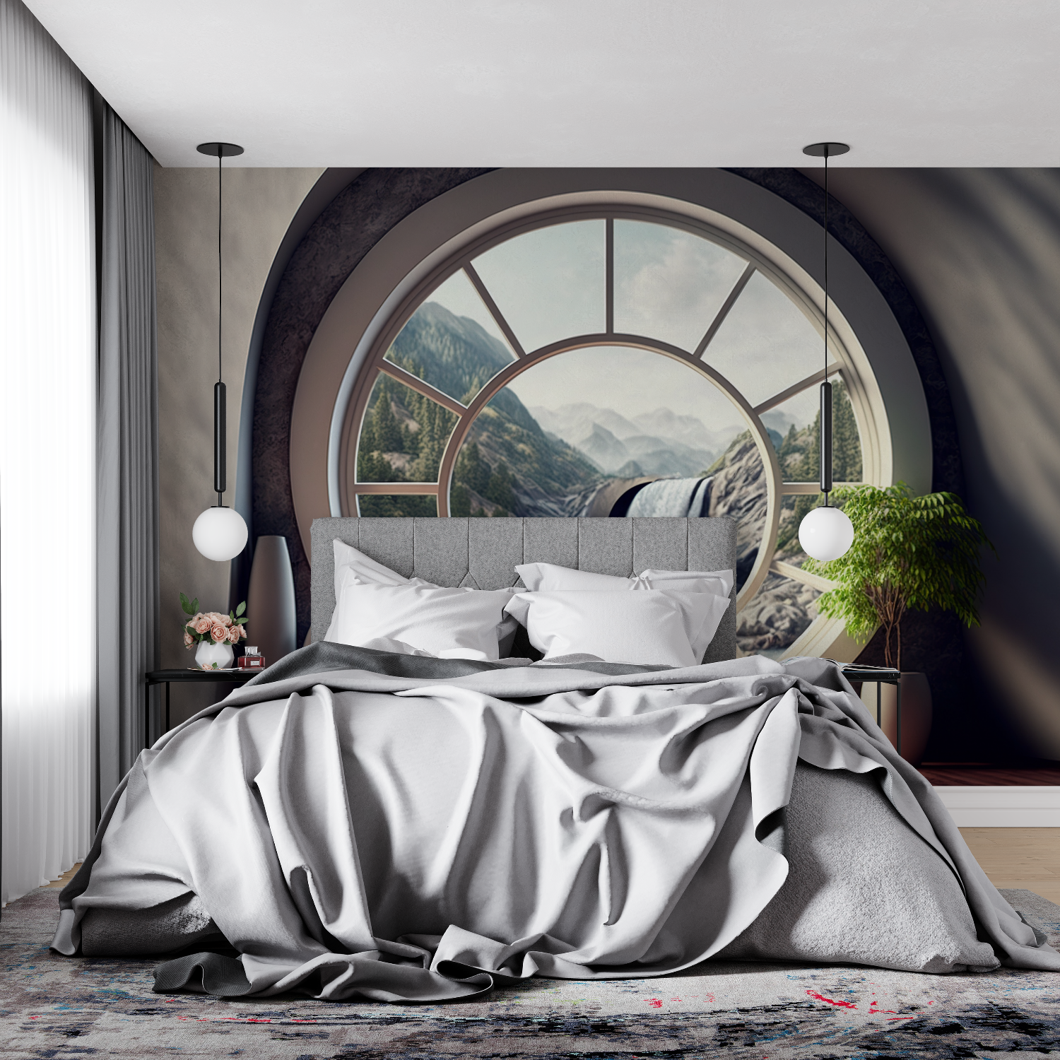 Window Waterfall Trompe L'Oeil Wallpaper | Murals Wallpaper