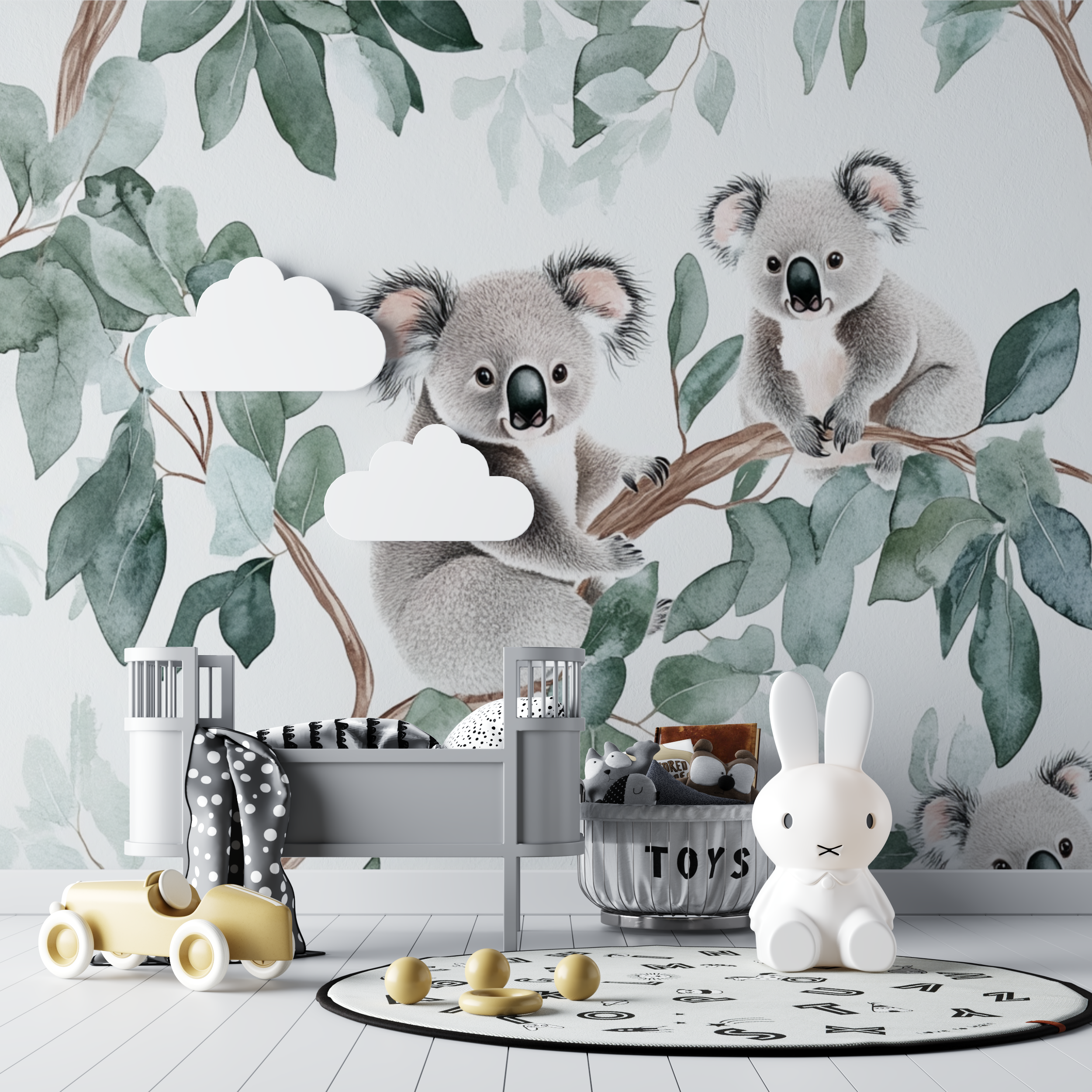 Koala and Eucalyptus Hugs Wallpaper | Murals Wallpaper