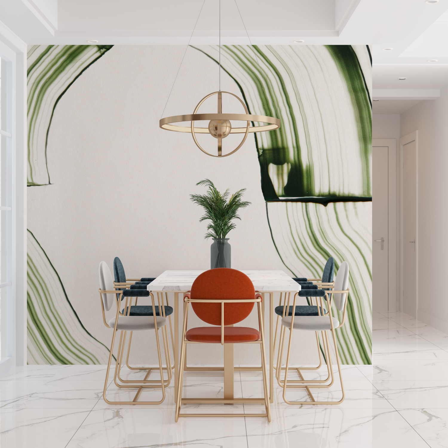 Watercolor Green Lines Wallpaper | Murals Wallpaper