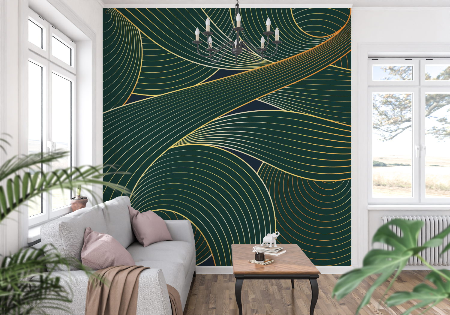 Art Deco Green and Gold Wallpaper | Murals Wallpaper