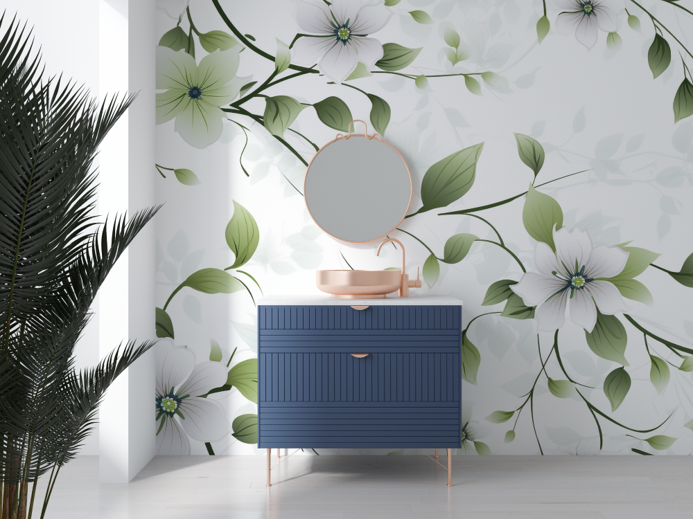 Papier peint intisse salle de bain salle deau