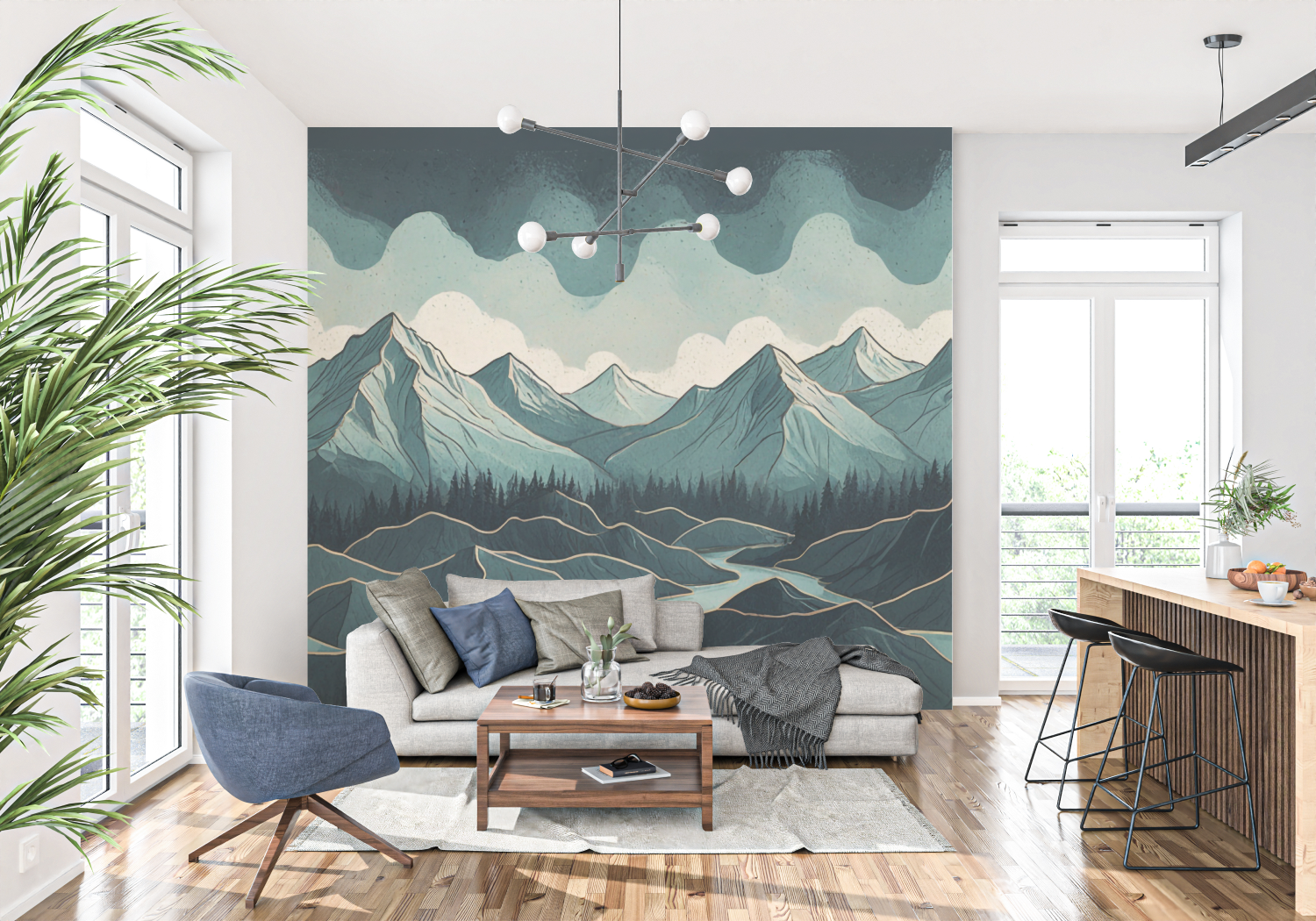 Mountain Design Wallpaper Mural | Murals Wallpaper