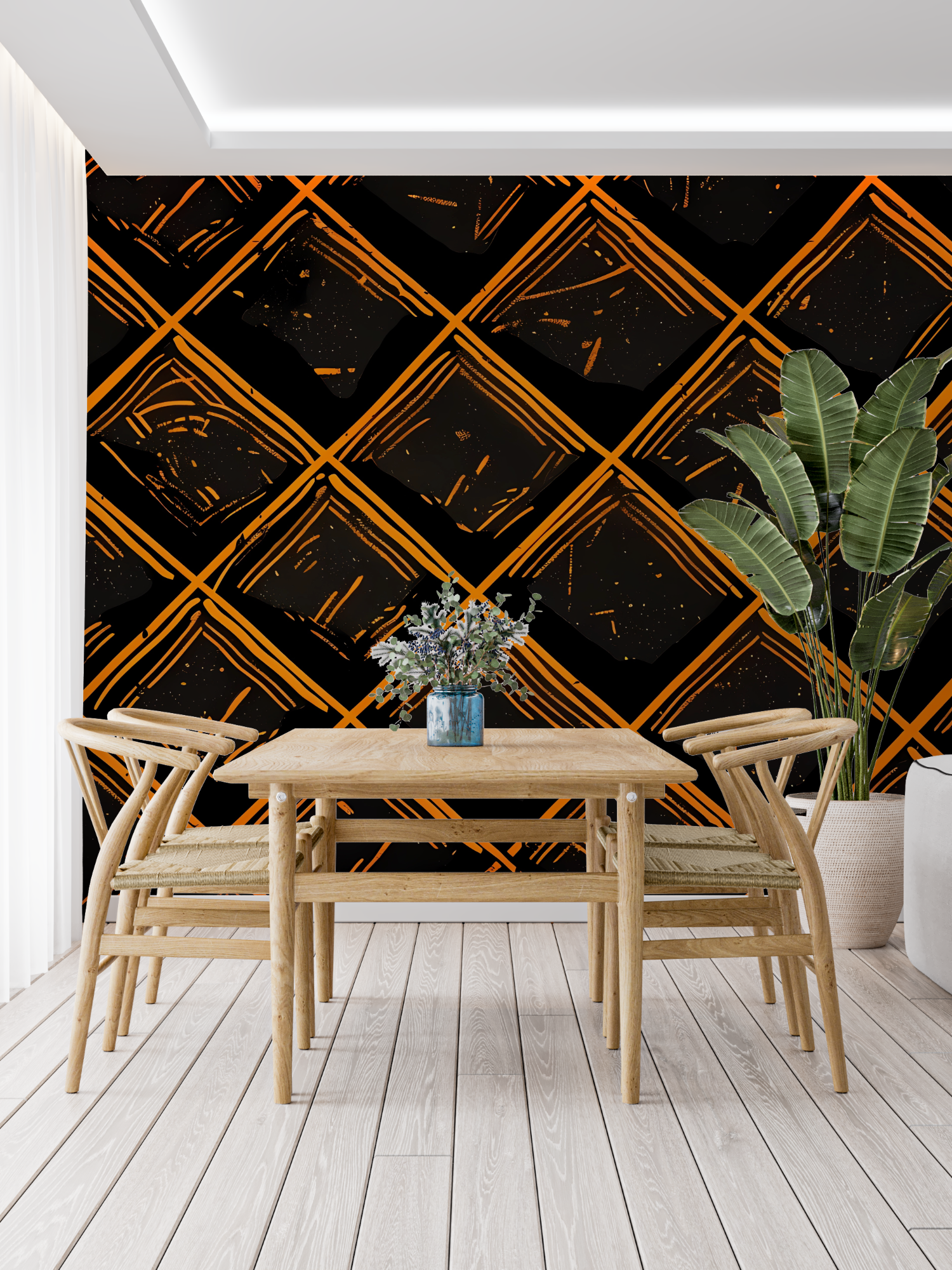 Orange and Black Pattern Wallpaper | Murals Wallpaper