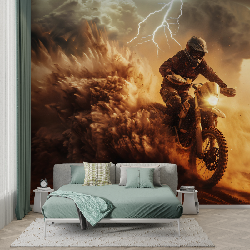 Desert Fire Motocross-Tapete | Wandbilder