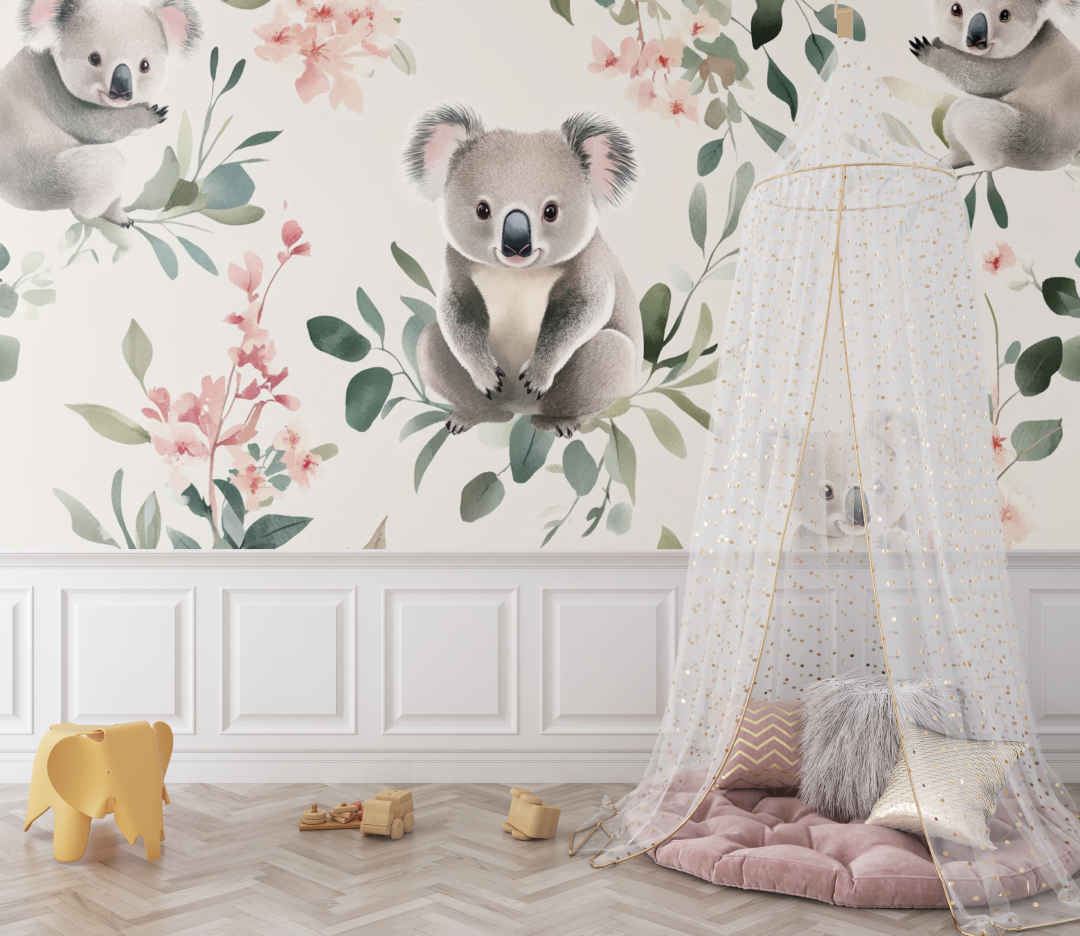 Koala Wallpaper and Silk Ribbon | Murals Wallpaper