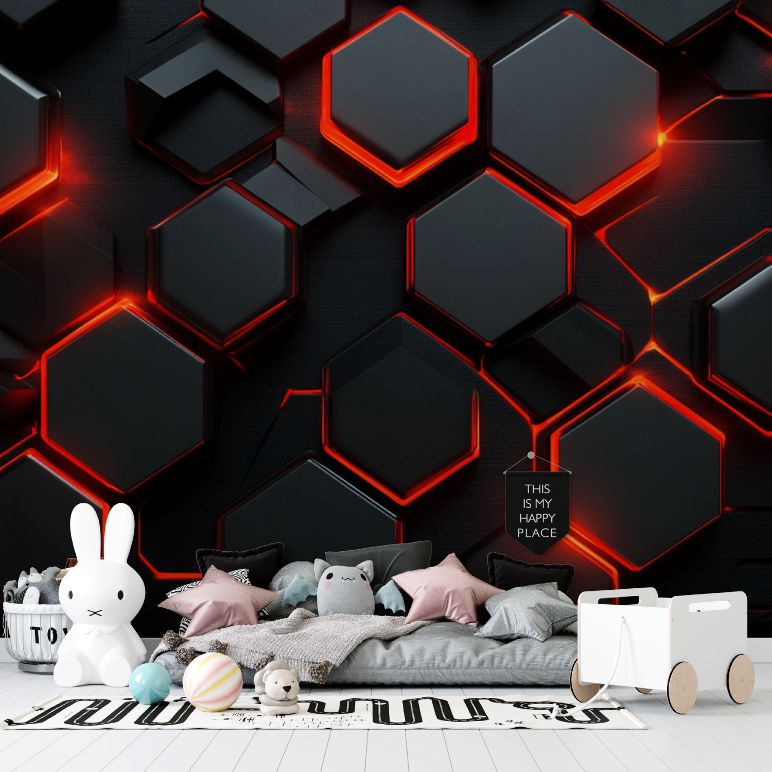 Glowing Hexagon Wallpaper | Murals Wallpaper