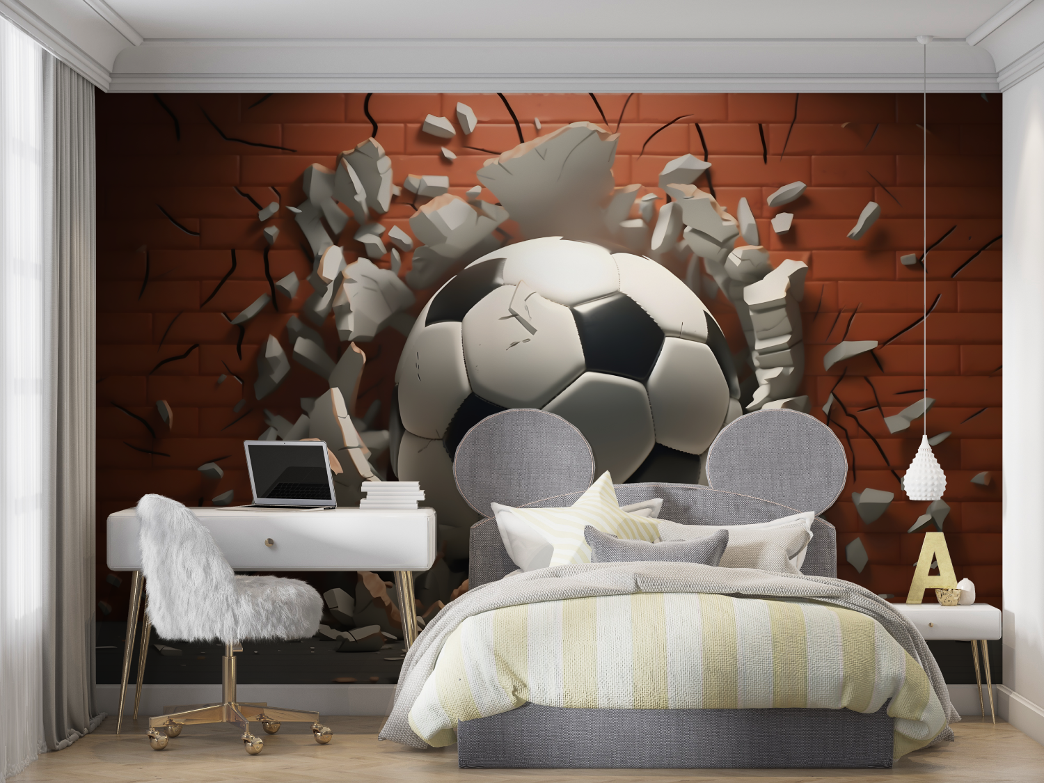 3D-Fußballtapete für Jungen | Wandbilder