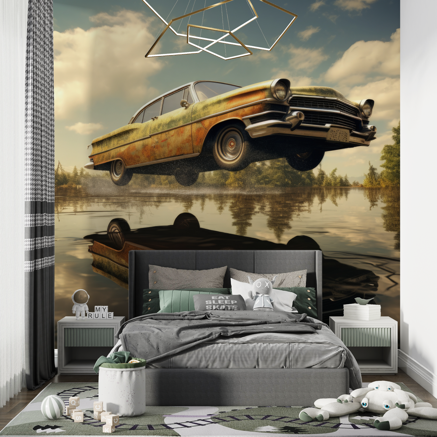 Vintage Floating Car Wallpaper | Murals Wallpaper
