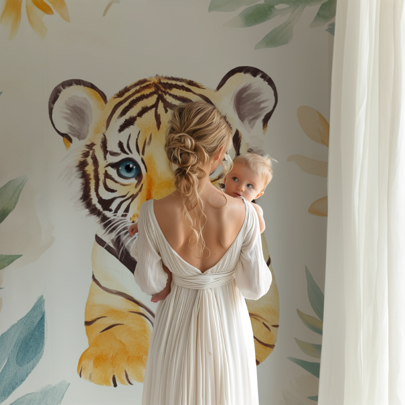 Tiger and Ethnic Patterns Wallpaper | Murals Wallpaper