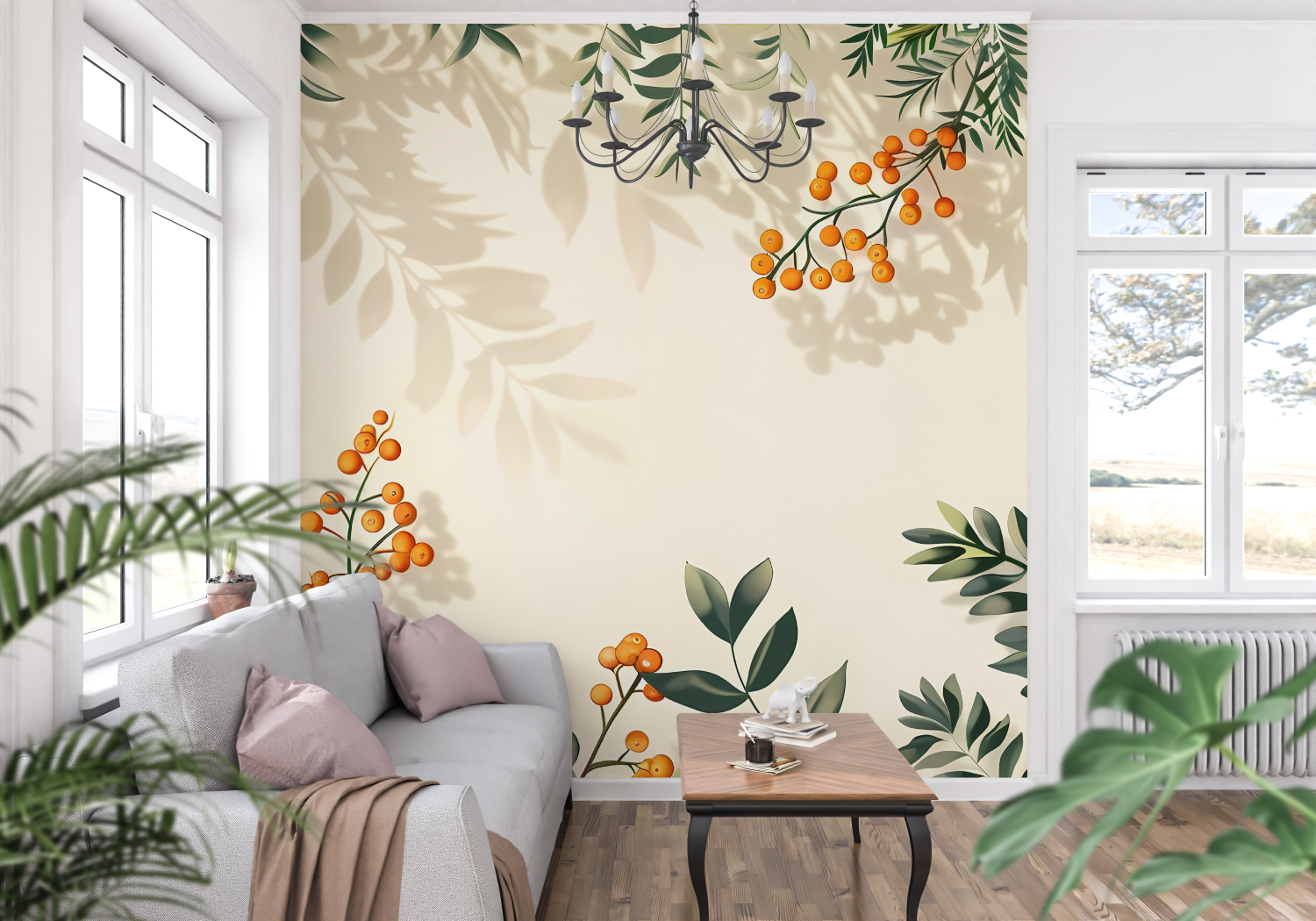 Terracotta and Green Wallpaper | Murals Wallpaper