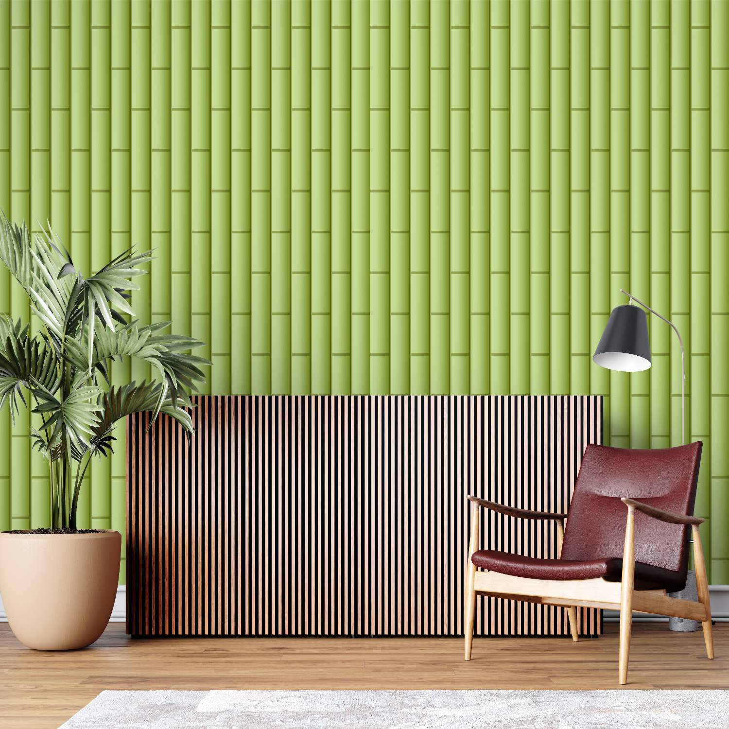 Light Green Bamboo Effect Wallpaper | Murals Wallpaper