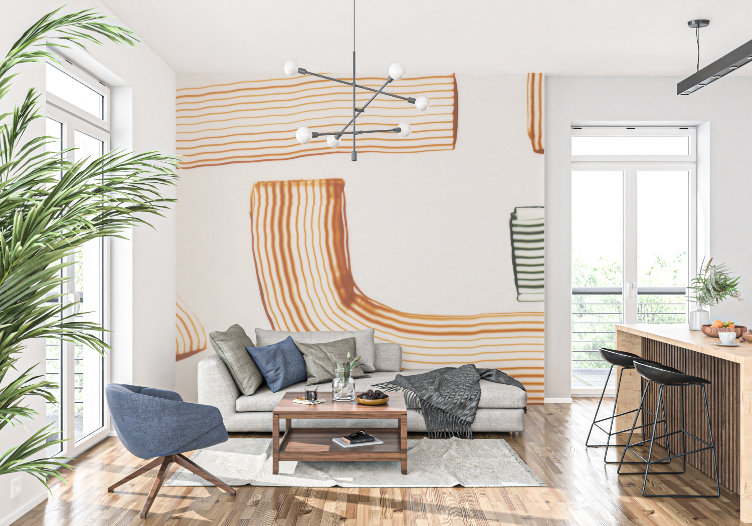 Boho-Orange Tapete | Wandtapete