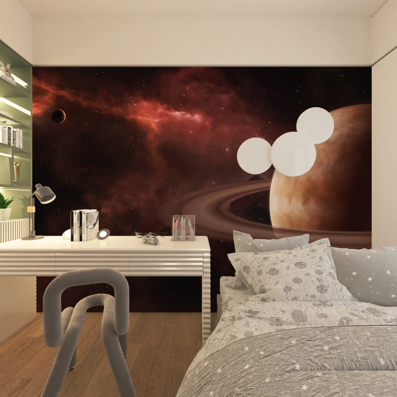 Moon Saturn Space Wallpaper Bedroom | Murals Wallpaper