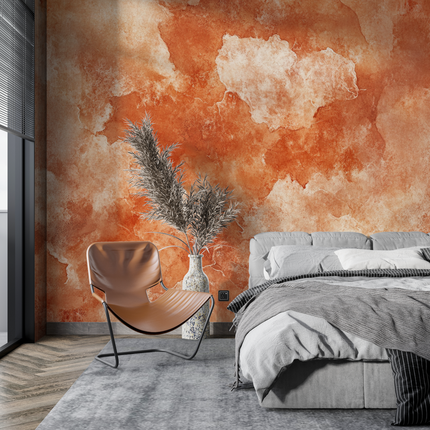 Terracotta Abstract Art Wallpaper | Murals Wallpaper